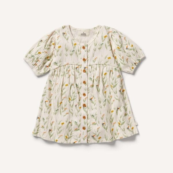 Vestido con Botones Arrugados