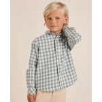 CAMISA DE FRANELA NIÑO CUADROS VICHY VERDE AGUA