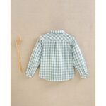 Camisa manga larga de franela para niño en cuadros vichy verde agua - Imagen 4