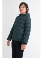 Chaquetón acolchado con bolsillos laterales, capucha integrada y cierre de cremallera frontal - Imagen 2