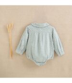 Ranita franela cuadros vichy verde agua y crudo - Imagen 3