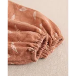 Vestido de niña teja con estampado de hojas - Imagen 5