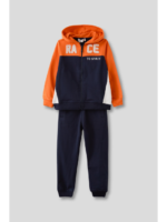 Conjunto sudadera con capucha naranja y marino, pantalón marino - Imagen 2