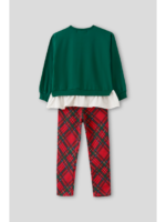 Conjunto sudadera verde y pantalon rojo estampado - Imagen 4