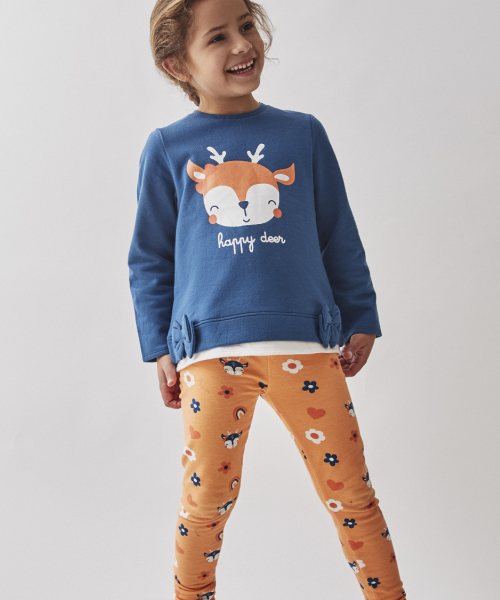 Conjunto reno sudadera glitter y legging estampado