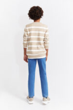Jersey de punto con diseño a rayas horizontales en tonos leña y crudo - Imagen 4