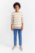 Jersey de punto con diseño a rayas horizontales en tonos leña y crudo - Imagen 2