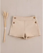 Short de bebé niño beige con botones