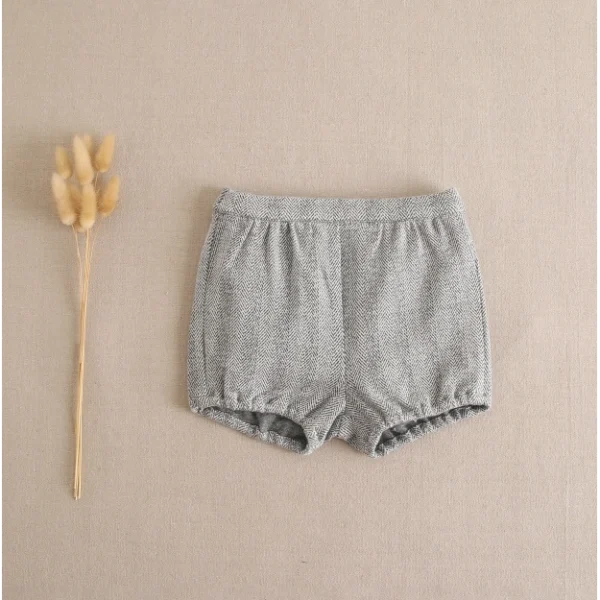 Short de bebé niño gris con estampado de espiga tipo ranita