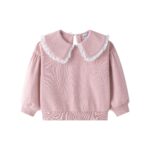 Sudadera rosa palo cuello volante puntilla blanca - Imagen 3