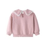Sudadera rosa palo cuello volante puntilla blanca - Imagen 4