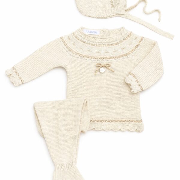 Conjunto 3P Canesu Motas - Crudo Beig