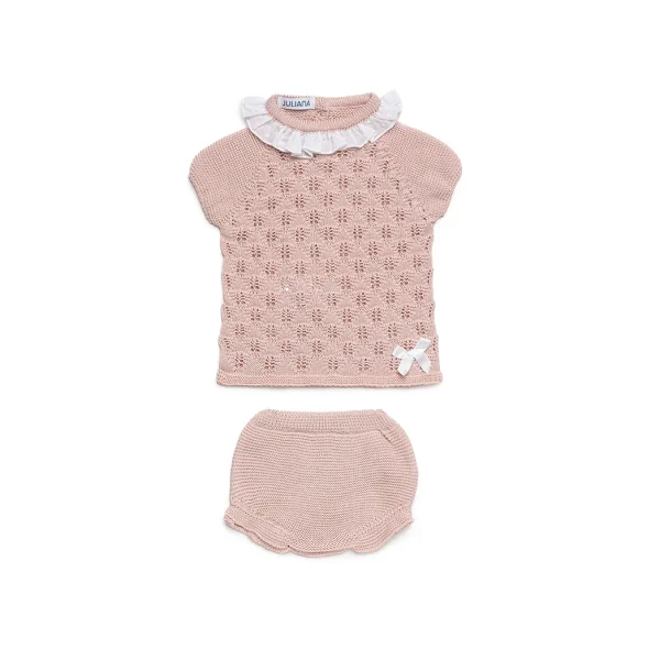 Conjunto Braga Punto Lin Rombos - Rosa Palo