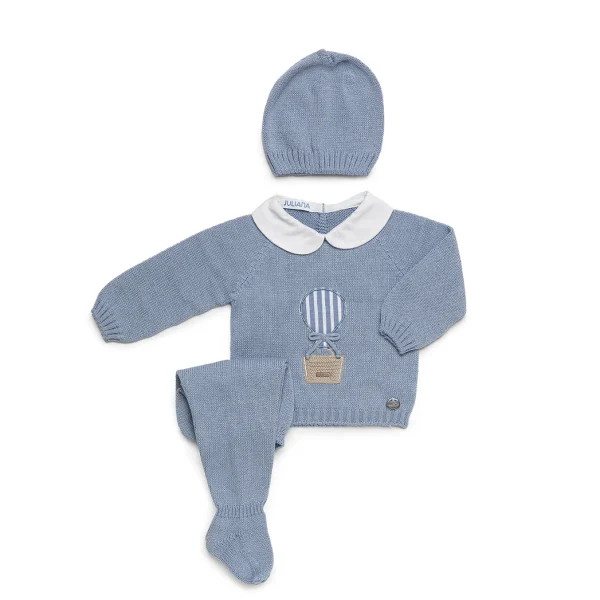 Conjunto 3P Bordado Globo - Cielo