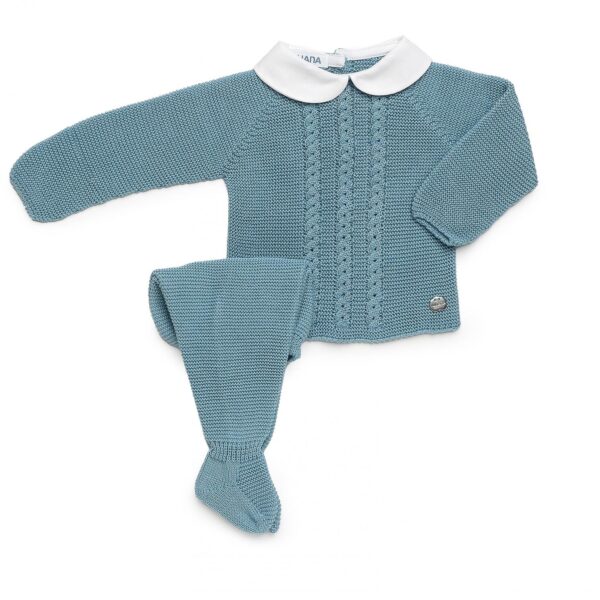 Conjunto 2P Lin Trenzas Cuello - Azul Nube