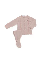 Conjunto 2P Tiras Caladas Vertical - Rosa palo