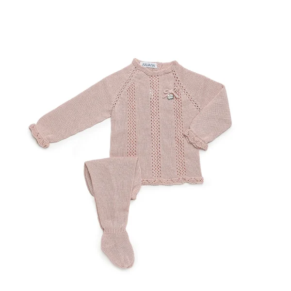 Conjunto 2P Tiras Caladas Vertical - Rosa palo