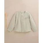 CAMISA DE NIÑO MUSELINA VERDE CUELLO MAO - Imagen 3