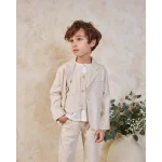 Americana de niño de lino marrón clarito jaspeado - Imagen 2