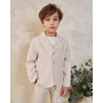 Americana de niño de lino marrón clarito jaspeado