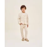 Americana de niño de lino marrón clarito jaspeado - Imagen 3