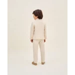 Americana de niño de lino marrón clarito jaspeado - Imagen 4