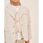 Americana de niño de lino marrón clarito jaspeado - Imagen 5