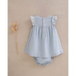 VESTIDO DE BEBE NIÑA AZUL CON VOLANTES Y BRAGUITA A JUEGO - Imagen 6
