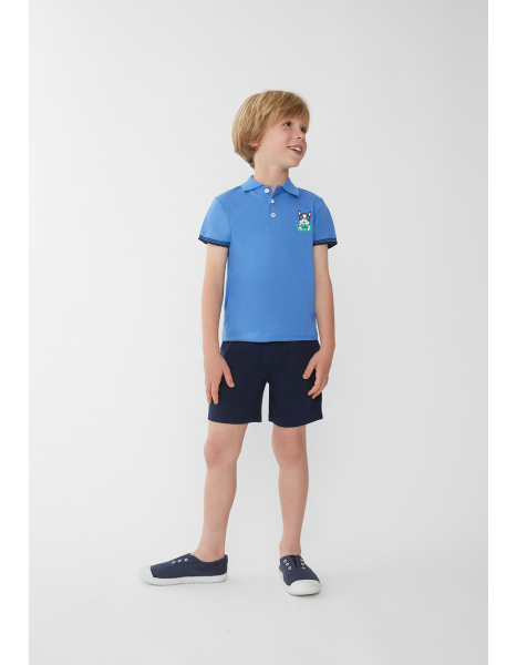 CONJUNTO DOG POLO AZUL MEDIO Y SHORT MARINO