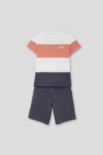 Camiseta a rayas con detalle frontal y bermuda color ébano - Imagen 2