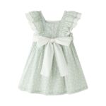 VESTIDO NIÑA TEJIDO PLUMETI ESTAMPADO, CON VOLANTE ACABADO EN U EN ESPALDA Y LAZADA EN BLANCO - Imagen 2