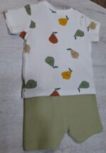 CONJUNTO BEBÉ CAMISETA PERAS Y PANTALON VERDE - Imagen 2