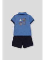 CONJUNTO DOG POLO AZUL MEDIO Y SHORT MARINO - Imagen 3