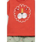 CONJUNTO RECIÉN NACIDO CAMISETA ROJA Y PANTALON VERDE ESTAMPADO - Imagen 3