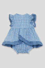 Vestido en estampado vichy azul medio y braguita a juego en el mismo estampado vichy - Imagen 3
