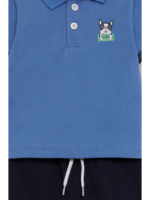CONJUNTO DOG POLO AZUL MEDIO Y SHORT MARINO - Imagen 4