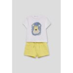 Conjunto camiseta blanca león y pantalón amarillo con bolsillos laterales - Imagen 2