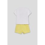 Conjunto camiseta blanca león y pantalón amarillo con bolsillos laterales - Imagen 3