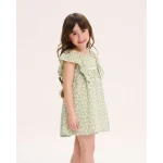 VESTIDO VERDE ESTAMPADO HOJAS MANGA CON VOLANTE - Imagen 2