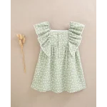 VESTIDO VERDE ESTAMPADO HOJAS MANGA CON VOLANTE - Imagen 5