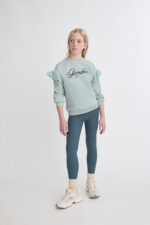 Sudadera con volantes bordados en los hombros y leggins ajustados - Imagen 5