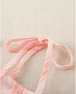 Vestido de tirantes de rayas con detalle de borla naranja - Imagen 3