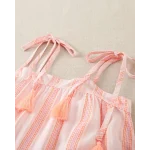 Vestido de tirantes de rayas con detalle de borla naranja - Imagen 4