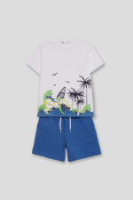 Conjunto, camiseta estampado playa y short azul - Imagen 2
