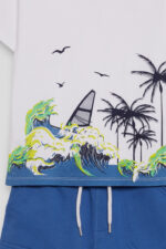 Conjunto, camiseta estampado playa y short azul - Imagen 4