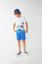 Conjunto, camiseta estampado playa y short azul - Imagen 5