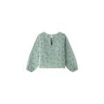 Blusa tejido estampado de flores, manga larga con goma elástica en el interior de los puños, volantes verticales en el delantero. Abertura en espalda con botón. - Imagen 7
