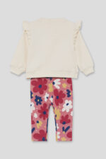 Sudadera en color crudo con volantes en los hombros y leggings con estampado floral multicolor. - Imagen 4