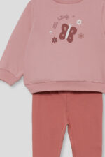 Conjunto de sudadera con estampado de mariposa y legging rosa. - Imagen 2