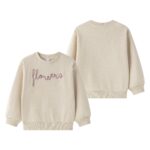 Conjunto sudadera afelpada con letras de cuerda glitter y falda de vuelo en tejido micropana. - Imagen 2